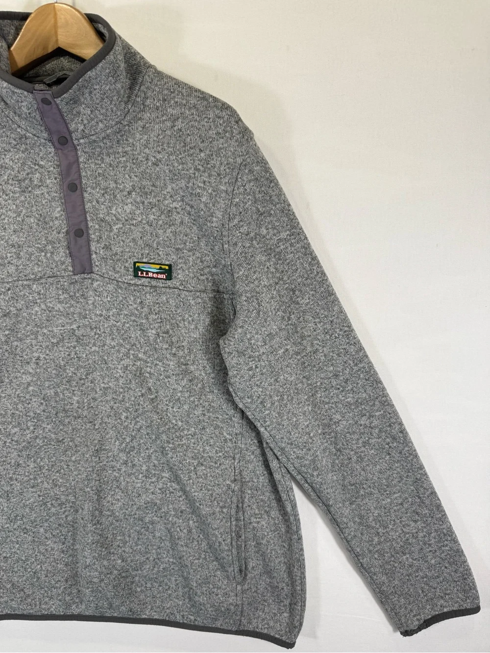 L.L. Bean Men's Heather Gray Snap-Up Fleece Pullover